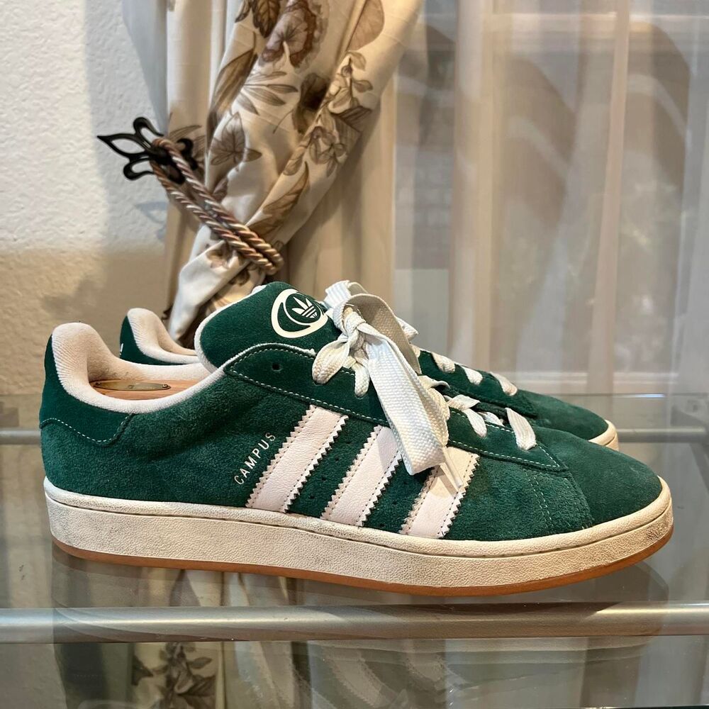 New Adidas Campus 2000s shoes dark green and cloud white colorway chunky sneaker